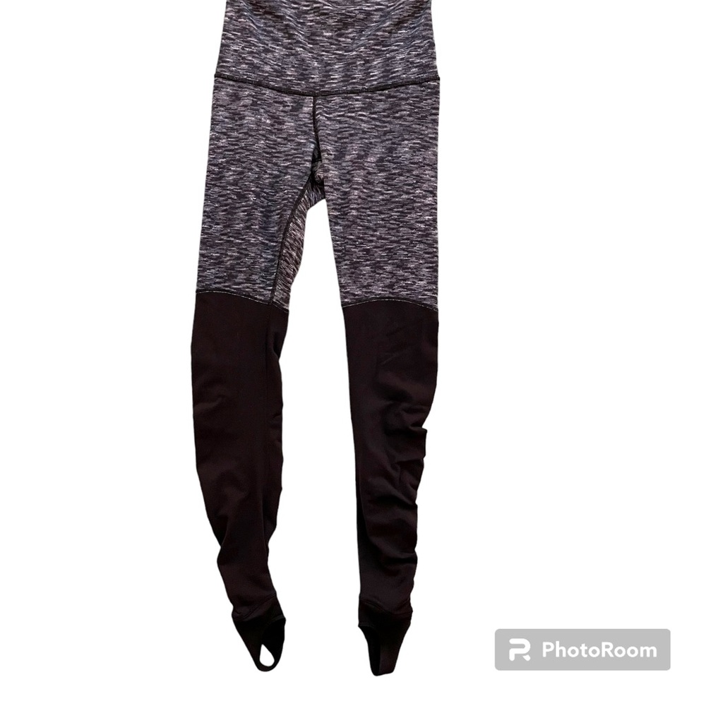 Lululemon Leggings Wunder Under Stirrup Ruched High Rise Black Gray Size…
